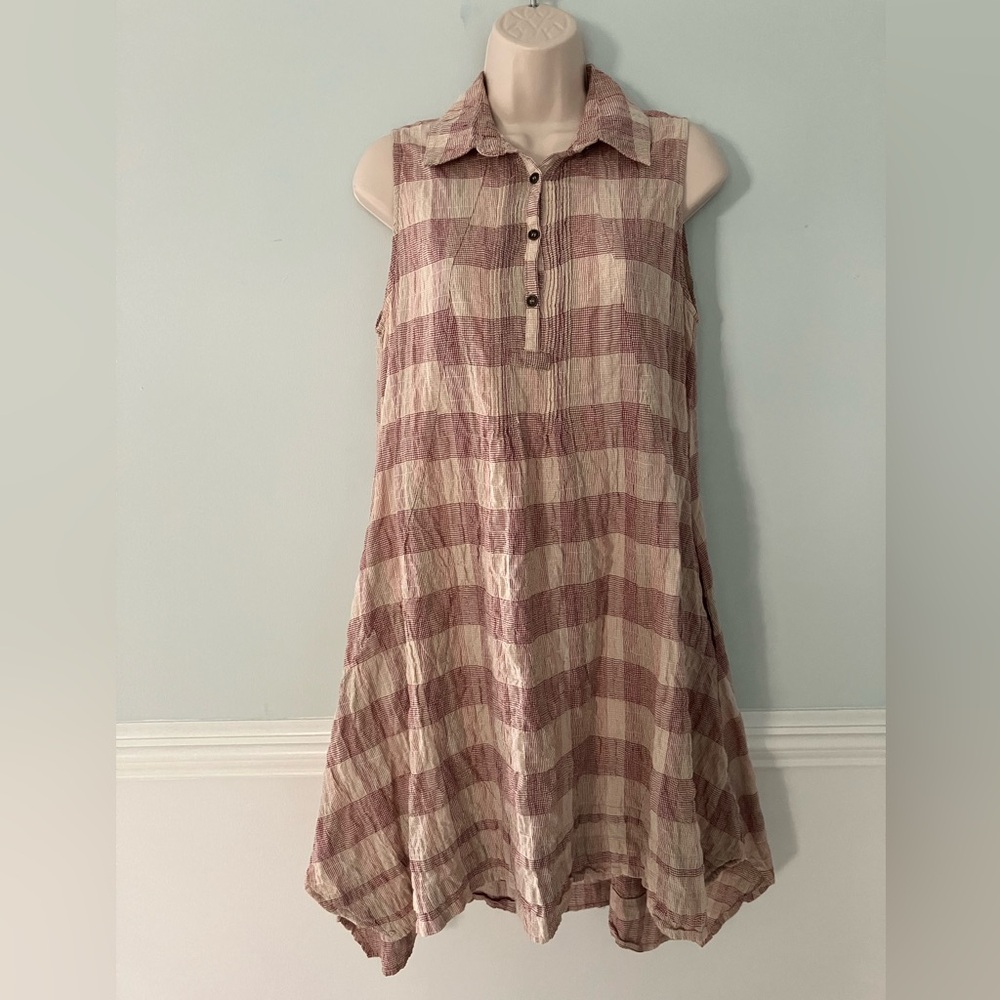 EASEL A line cotton dress tiered boho oversized cottagecore coastal grandma L